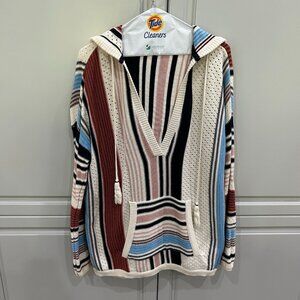 Tory Burch Hooded Knit Pullover Sweater Sz M